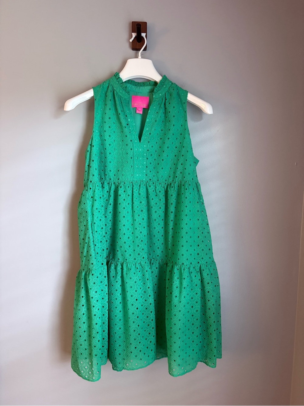 Lilly Pulitzer Novella Swing Dress Green Sm Resortwear Ruffle Tier Cottagecore
